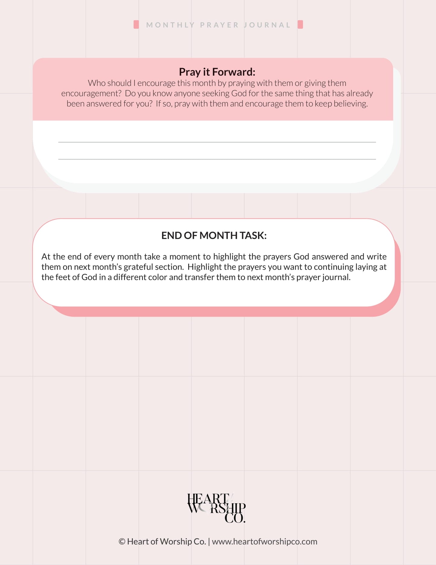 Monthly Prayer Journal Printable