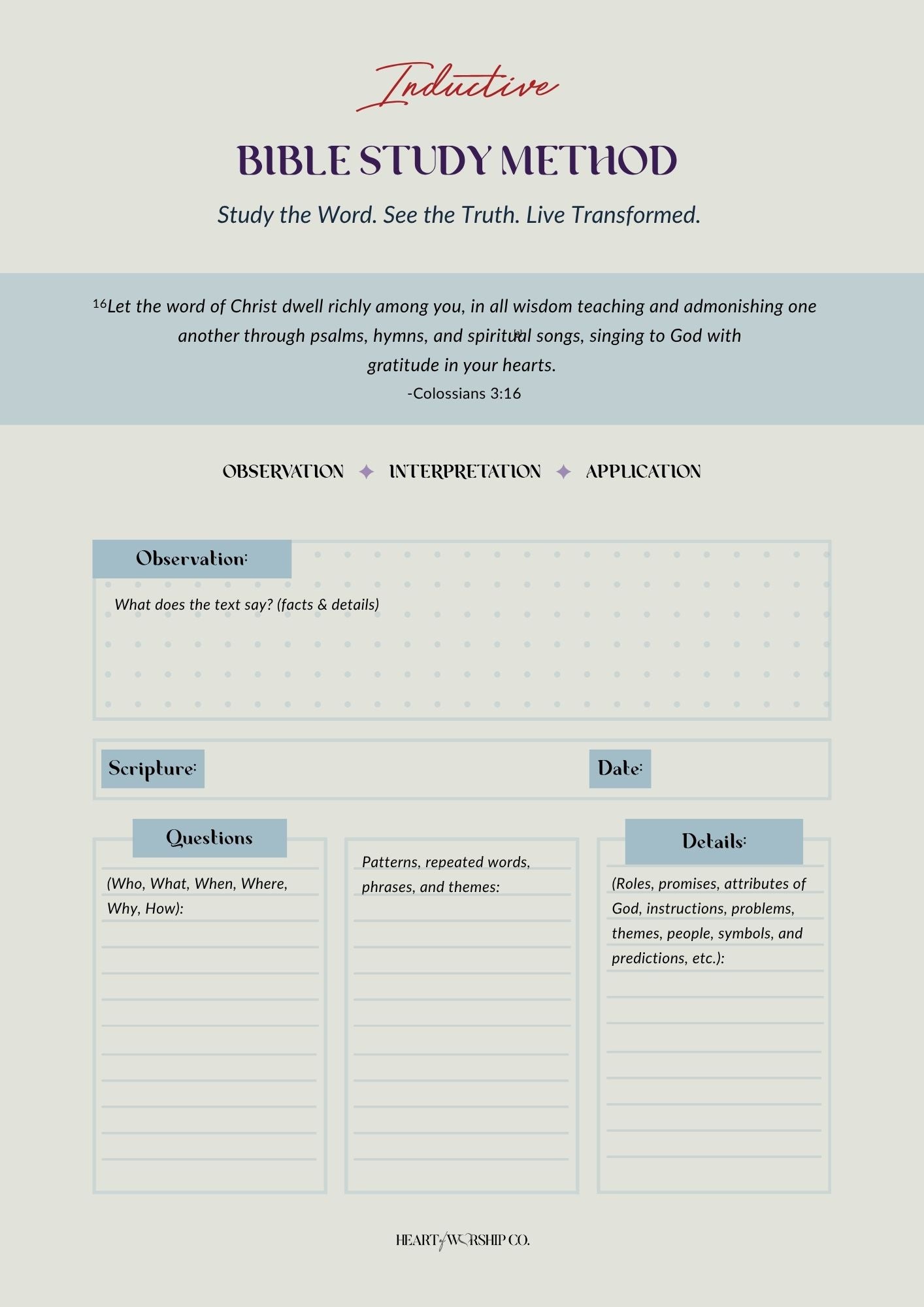 Inductive Bible Study Method Workbook