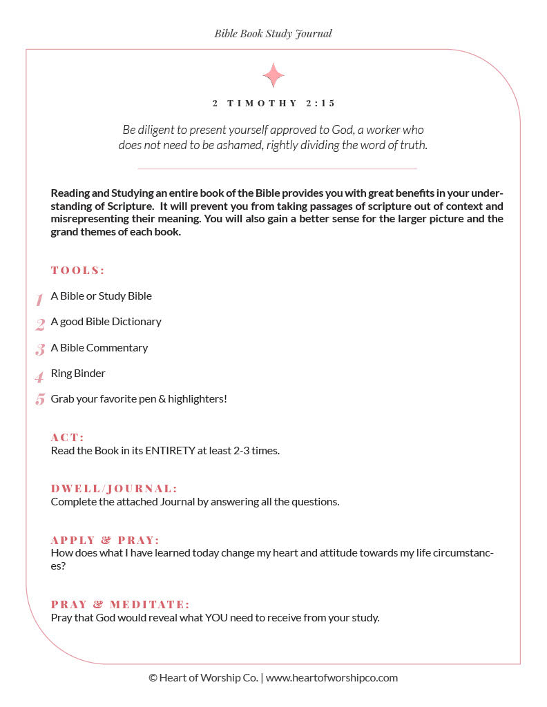 Book of the Bible Study Journal Printable