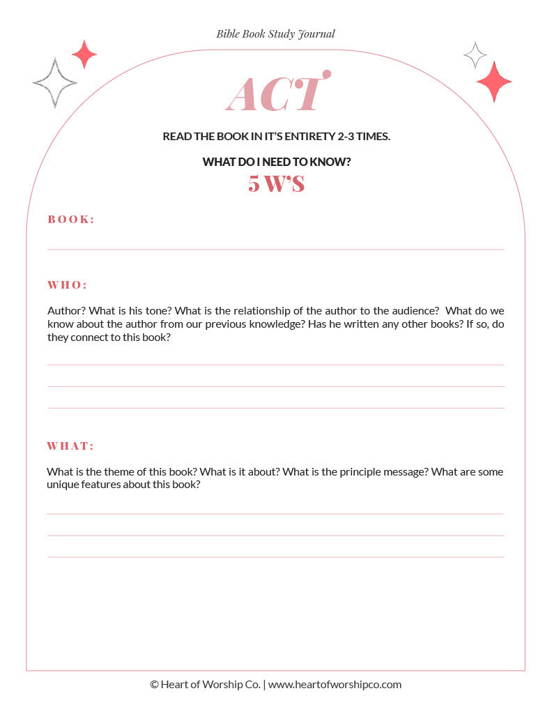 Book of the Bible Study Journal Printable