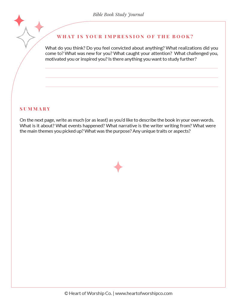 Book of the Bible Study Journal Printable