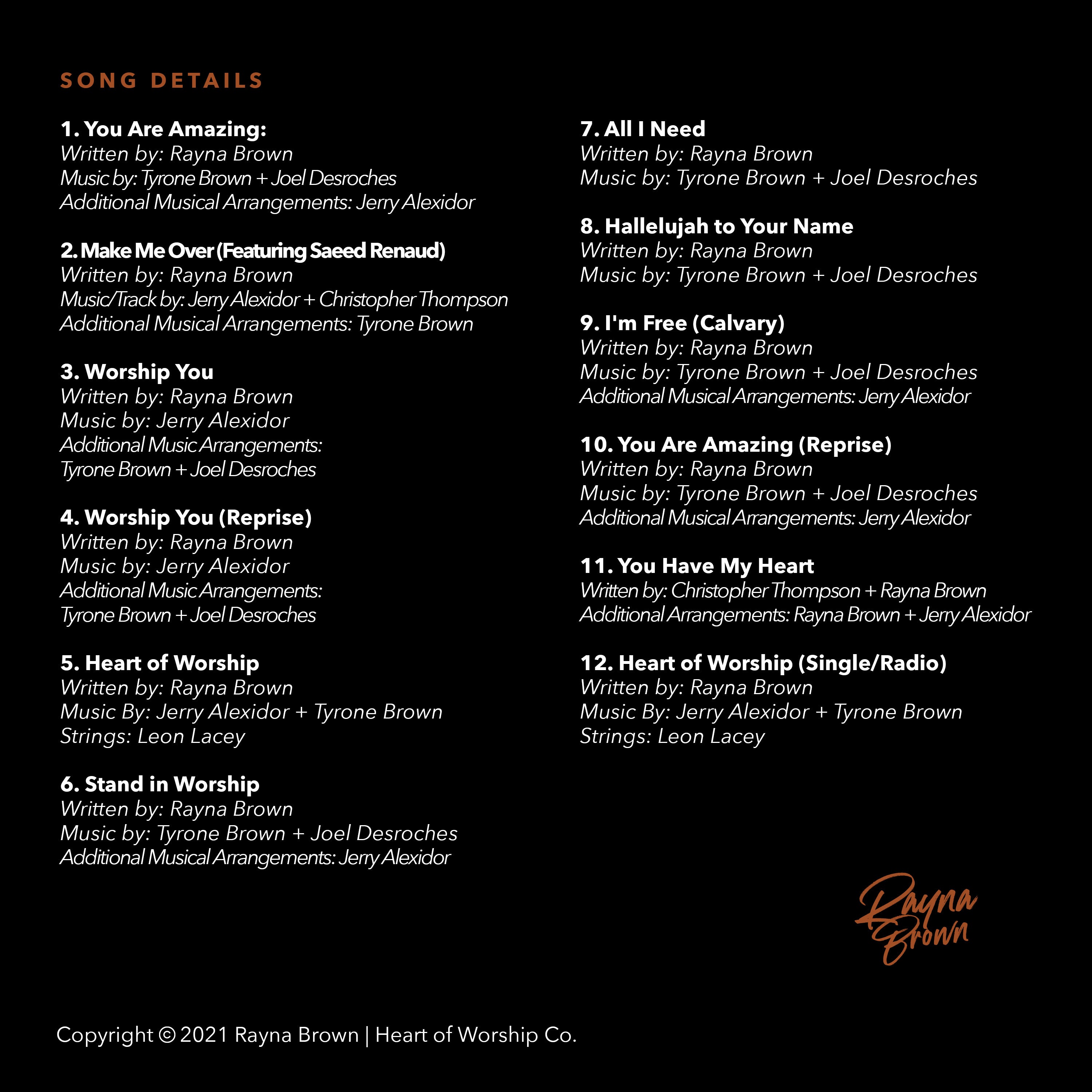 Heart of Worship: (Recorded LIVE at Jesus is Lord Church) - Rayna Brown