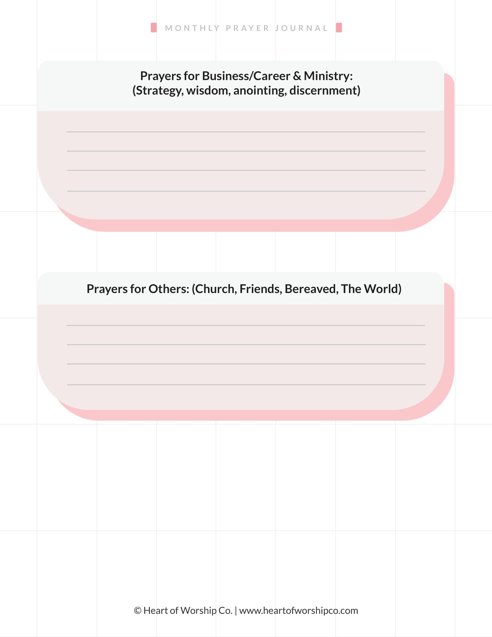 Monthly Prayer Journal Printable