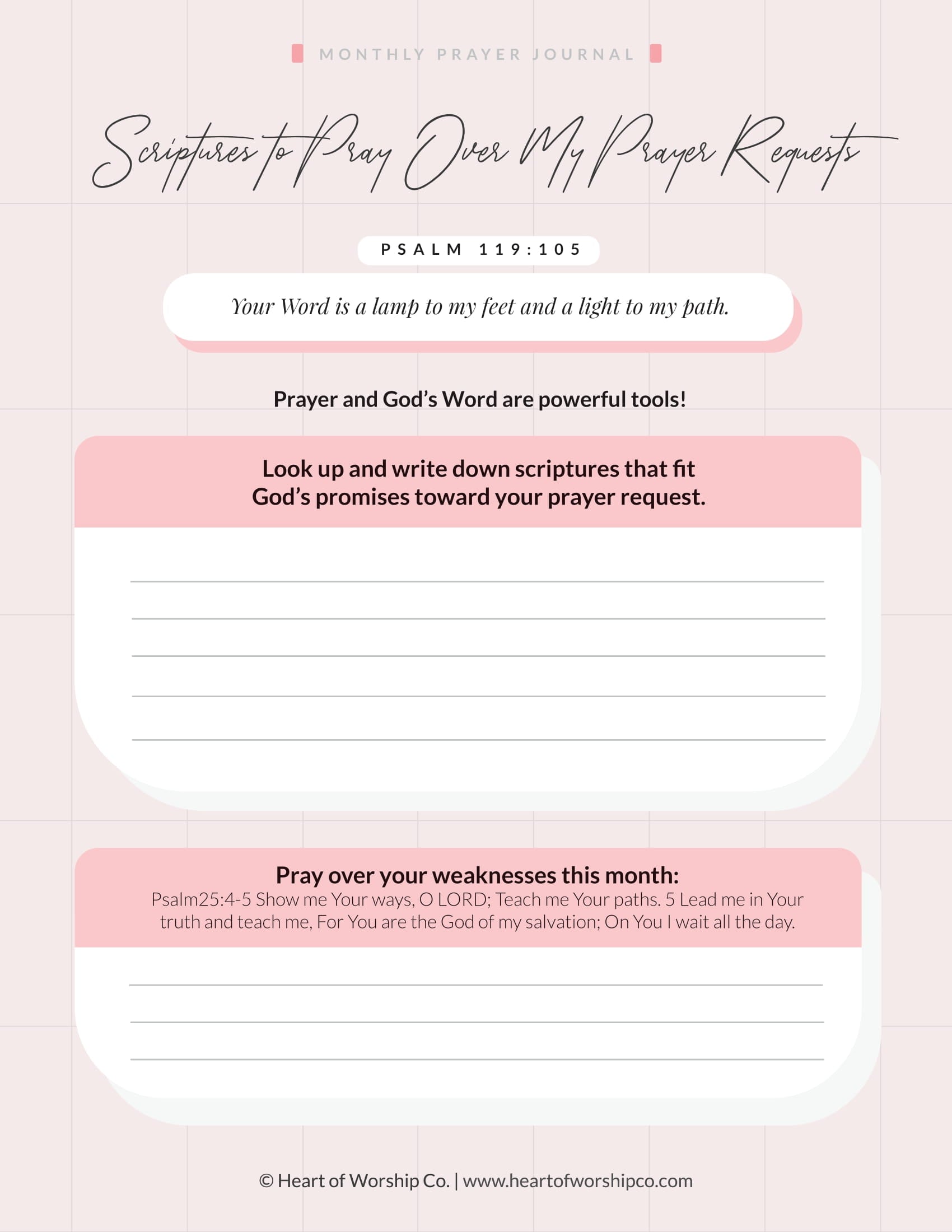 Monthly Prayer Journal Printable