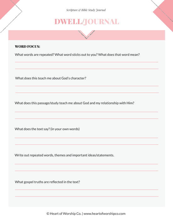Scripture &amp; Bible Study Journal Printable – Heart of Worship Co.
