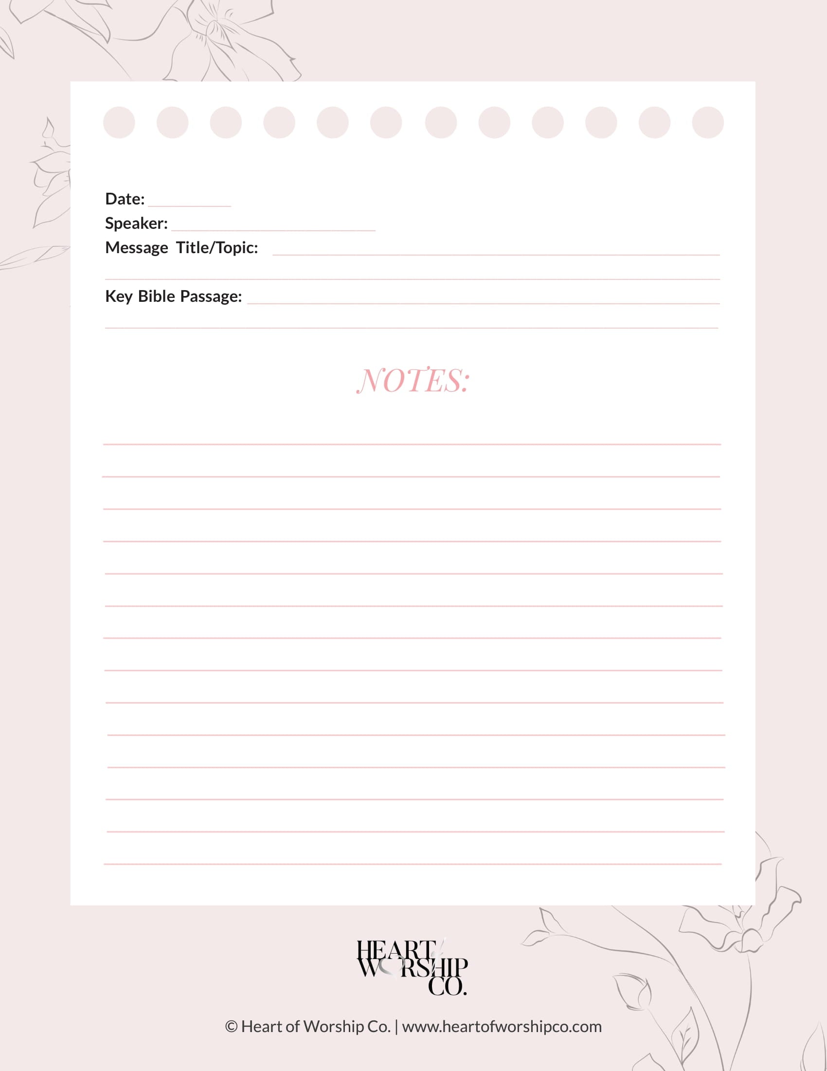 Sermon Notes Printable